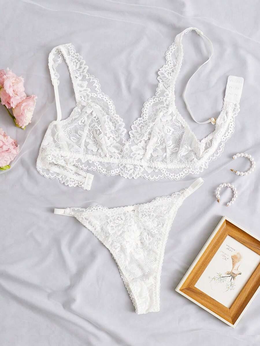 Conjunto de encaje Caroline blanco