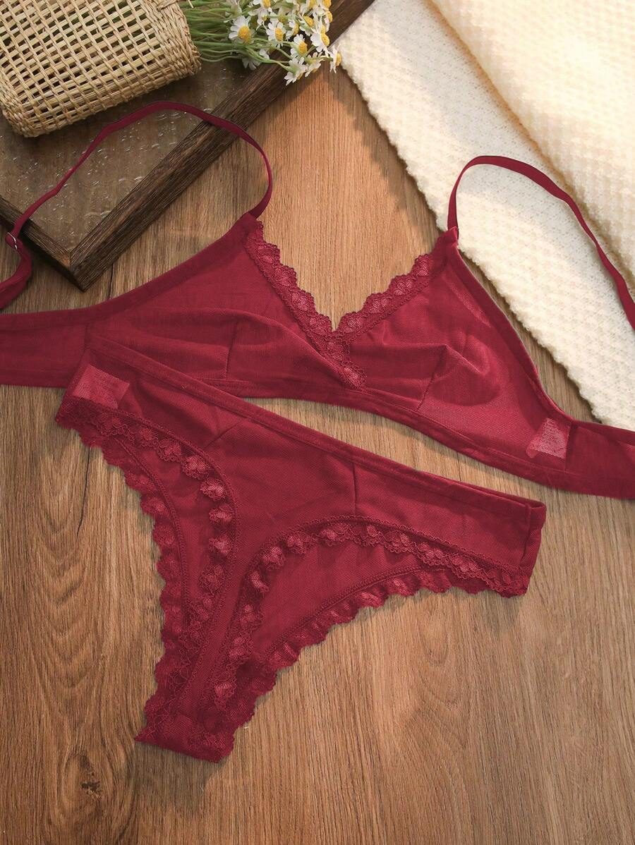 Conjunto de encaje Encanta rojo
