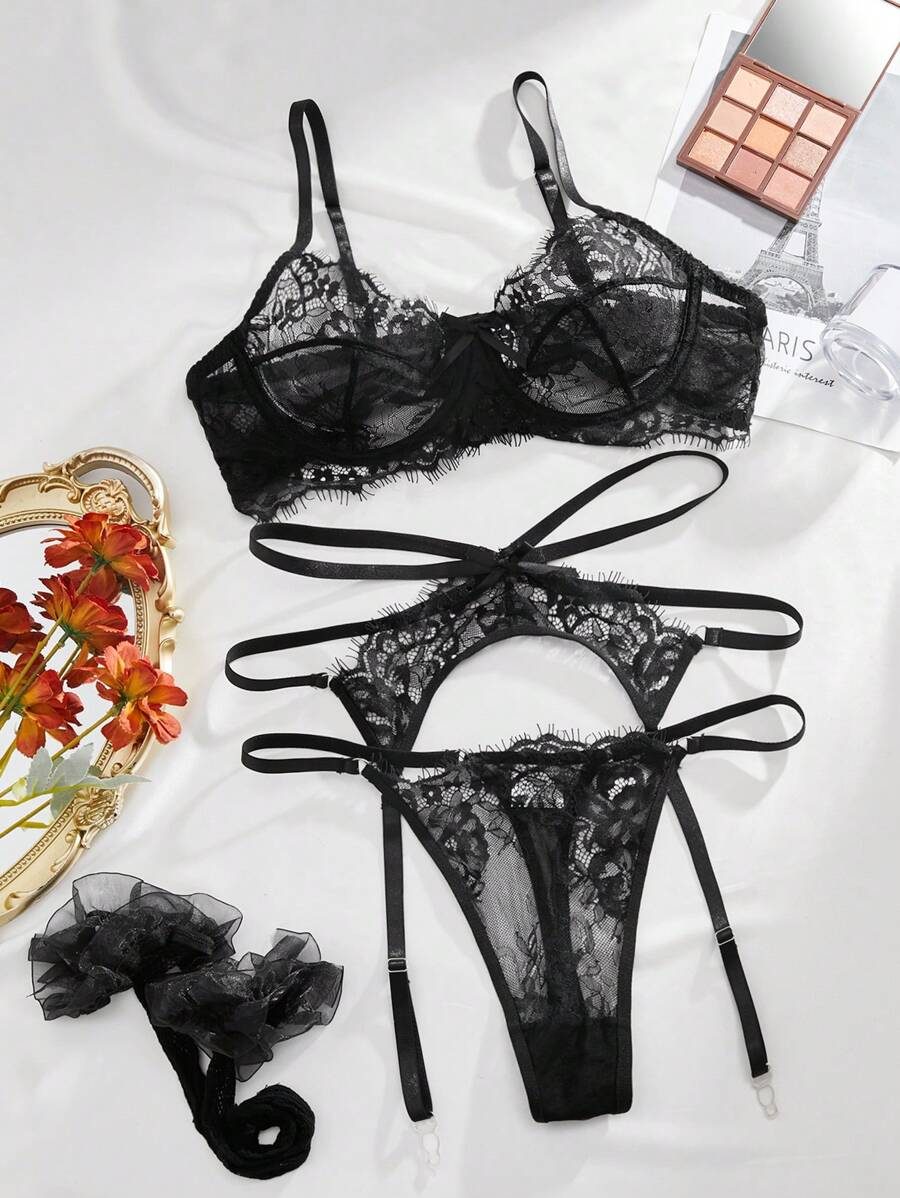 Conjunto liguero Veloria negro